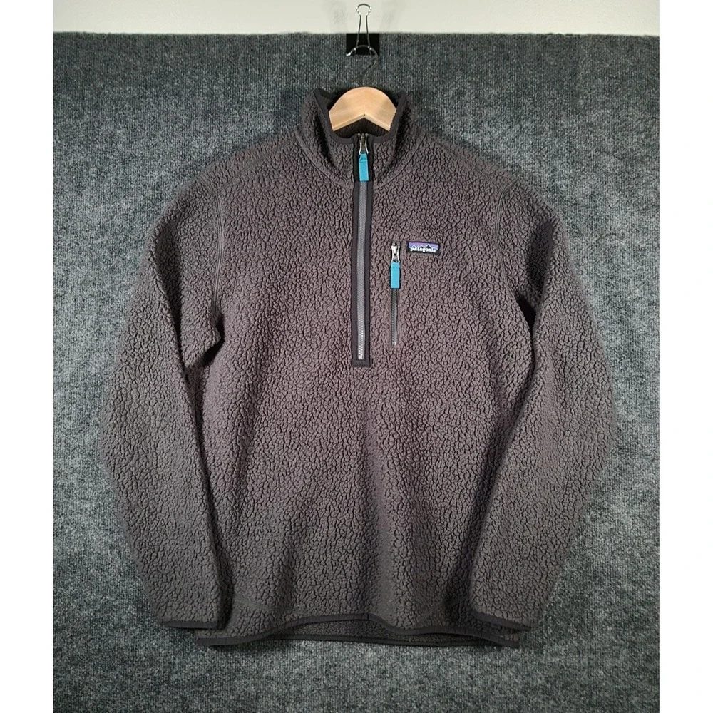 Patagonia Retro Pile 1/4 Zip Fleece Jacket Mens Medium Gray Pullover Sweater